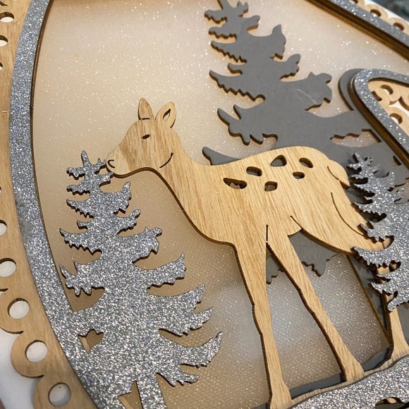 Rustic Christmas Wall Decor Wood Layers Lightbox Shaped Mitten - Picture 6 of 8